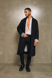 Black Striped Reversible Coat