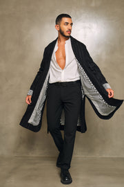 Black Striped Reversible Coat