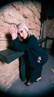 Mushroom Black Oversized Blazer