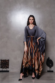 Brown and Black Printed Kaftan