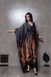 Brown and Black Printed Kaftan