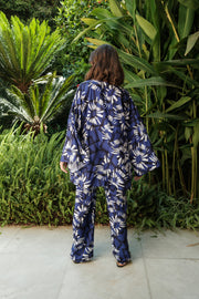 Printed Short Kimono With Wrap Pants