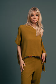 Olive Jogger Set with Beaded Border