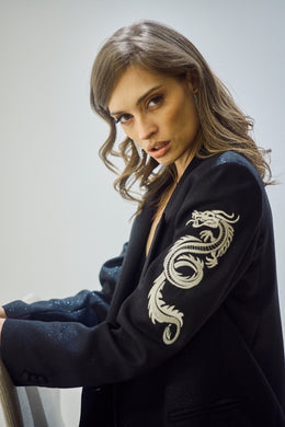 Silver Dragon Double Breasted Blazer