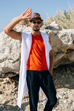 White Sleeveless Arrow Hoodie