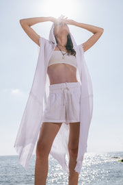 White Sleeveless Hoodie Set