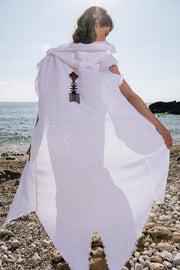 White Sleeveless Hoodie Set