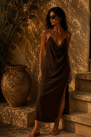 BROWN MIDI DRESS