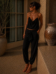 WHITE KNOT DRAPE PANTS