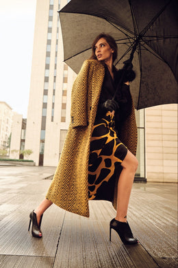 Mustard Dragon Double Breasted Coat