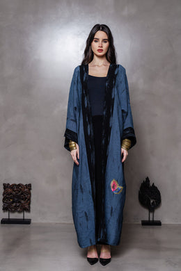 Navy Multicolor Featther Kimono