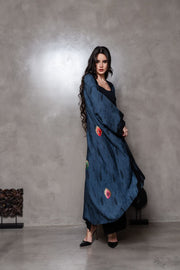 Navy Multicolor Featther Kimono