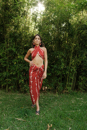 Red Tie Die Tropical Set